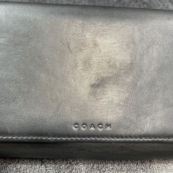 Coach Legacy Vintage Trifold Wallet With Checkbook Black w/ Silver Zip Around - Picture 2 of 12